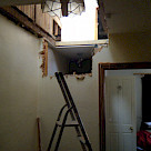 <p>En-suite wall partly taken down to allow for new stairs .</p>